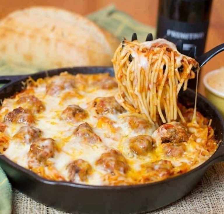 baked meatball and spaghetti !!!